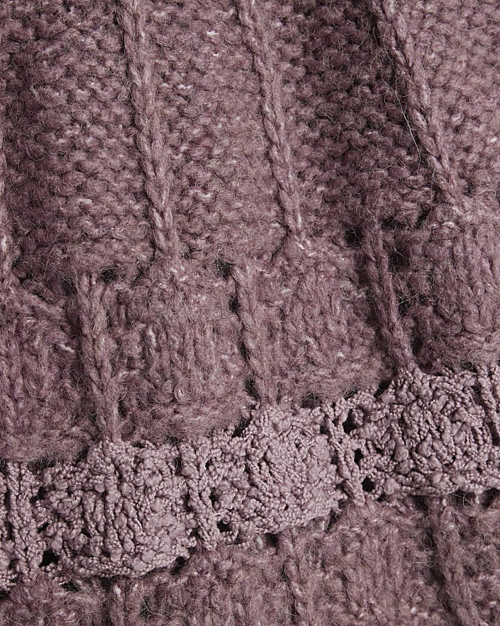 Purple Pointelle Bow Back Jumper