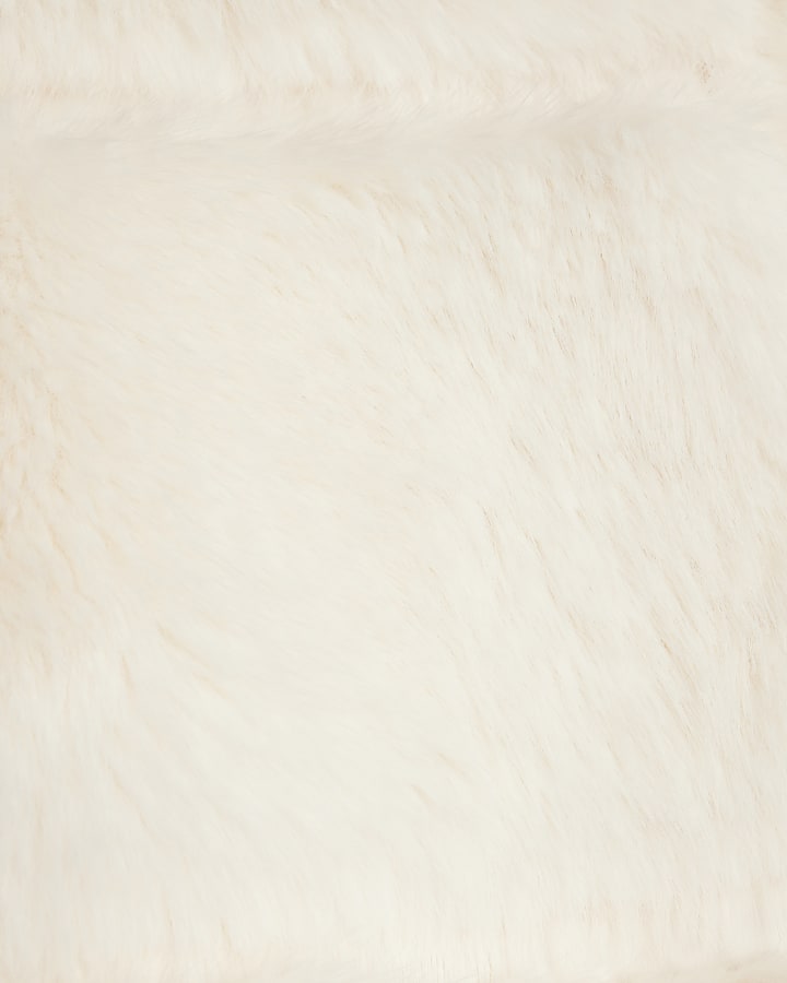 Cream Faux Fur Cropped Panelled Coat