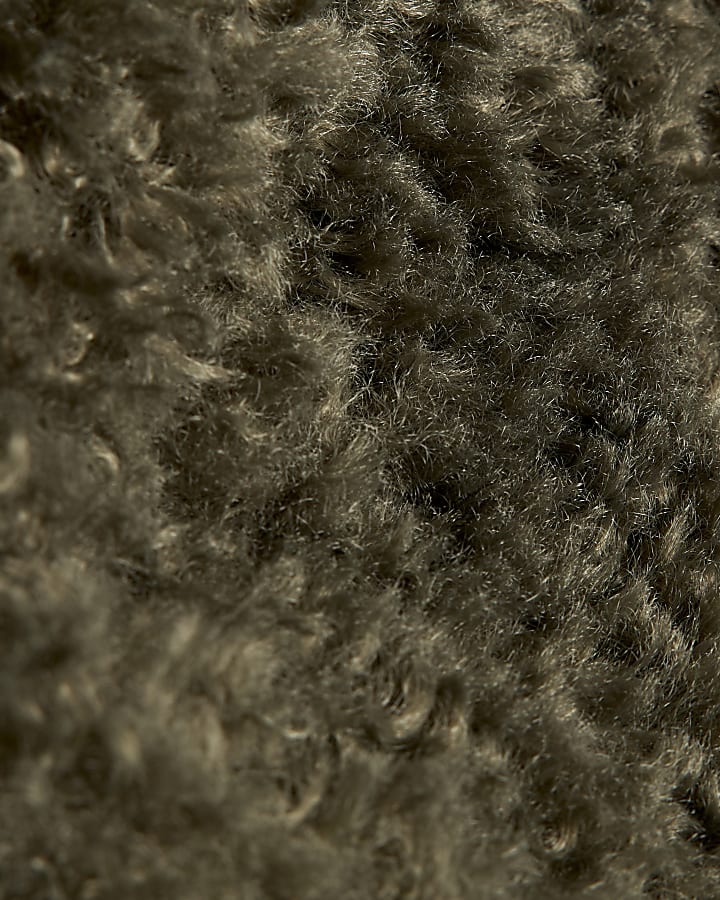Khaki Shearling Seam Detail Jacket