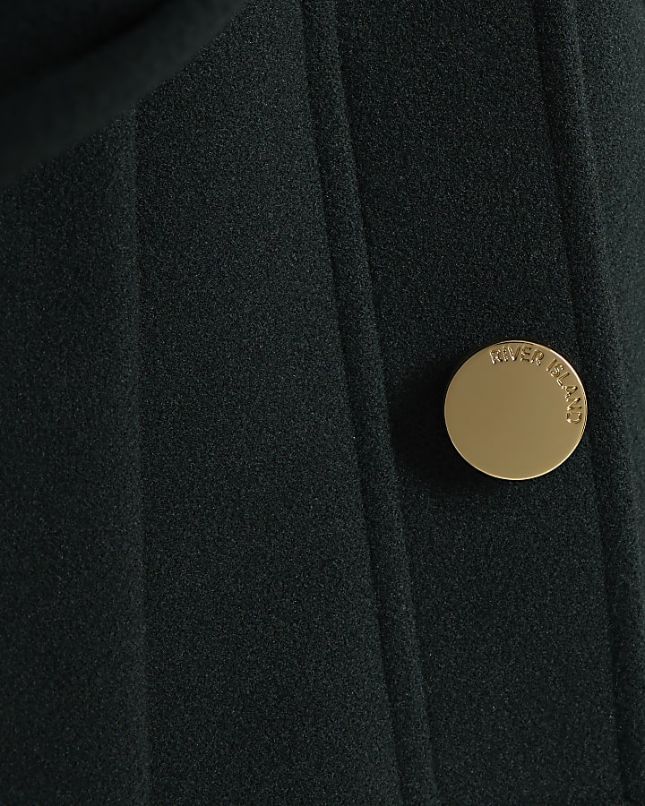 Green Notch Collar Belted Wrap Coat