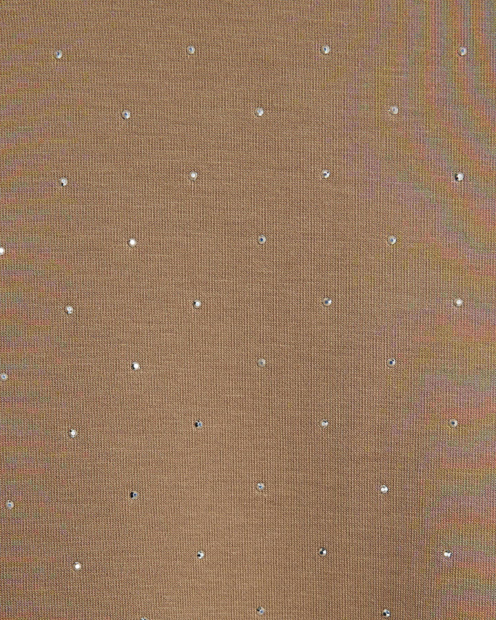 Beige Hotfix Detail Hoodie