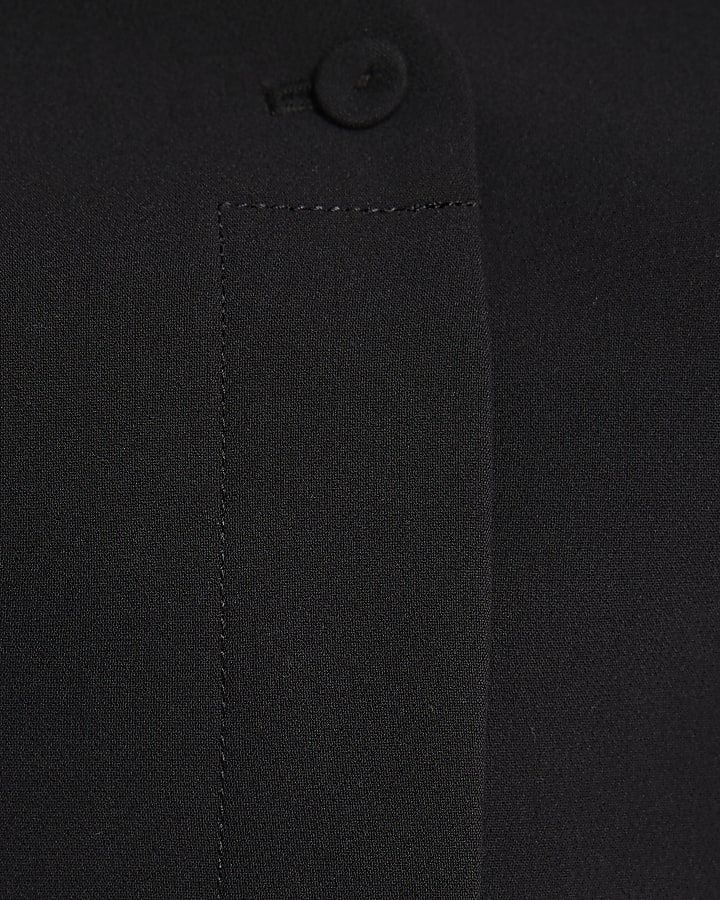 Black Halter Neck Tuxedo Top