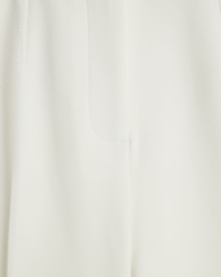 Cream Tuxedo Straight Trousers