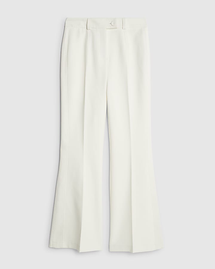 Cream Tuxedo Straight Trousers