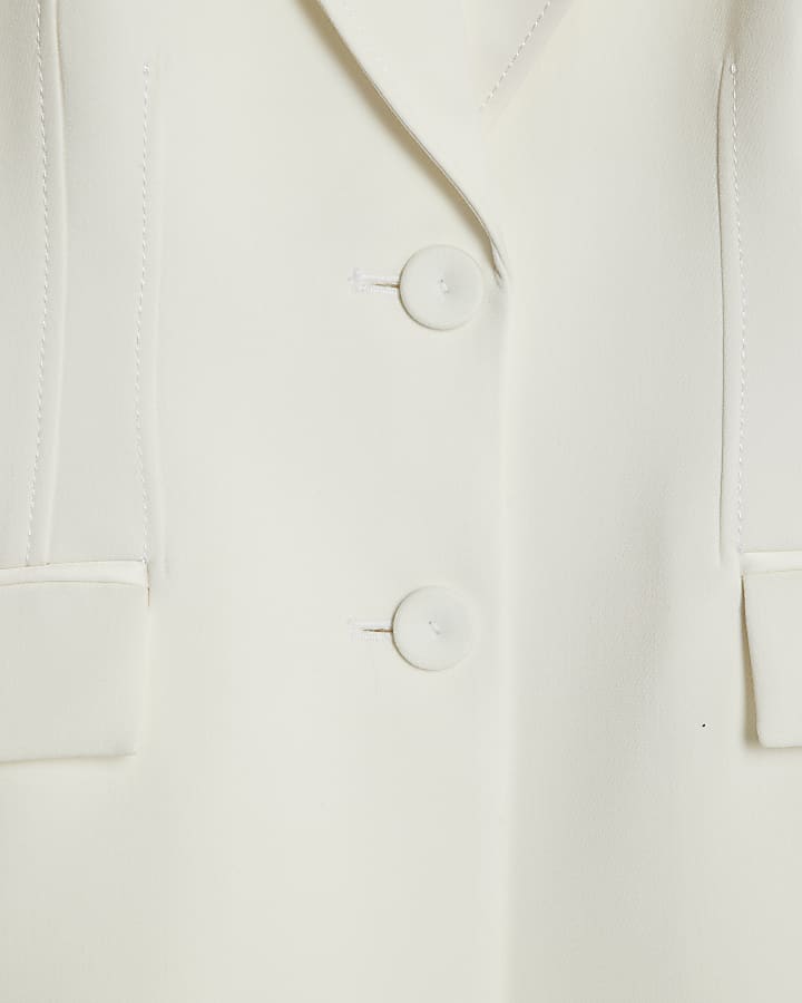 Cream Lapel Tuxedo Blazer