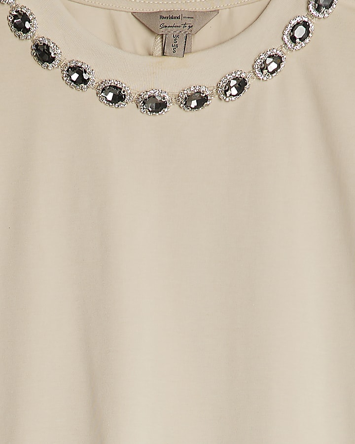 Cream Short Sleeve Twist Back T-shirt
