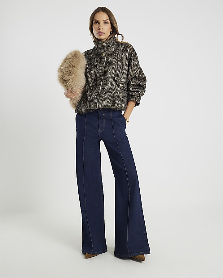 Blue Pin Seam Loose Fit Jeans