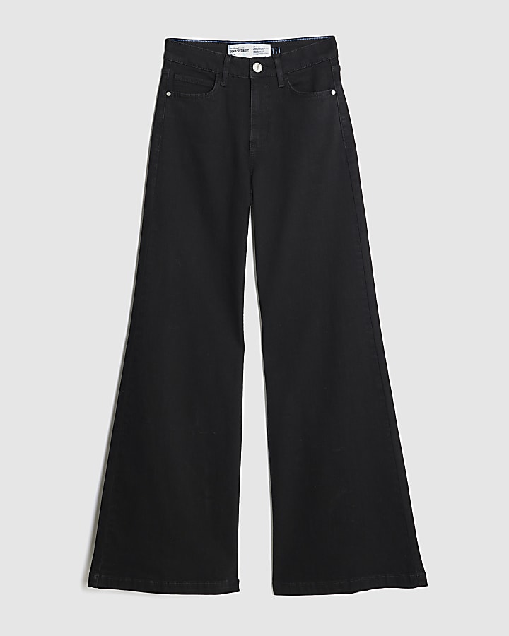 Black High Rise Palazzo Jeans