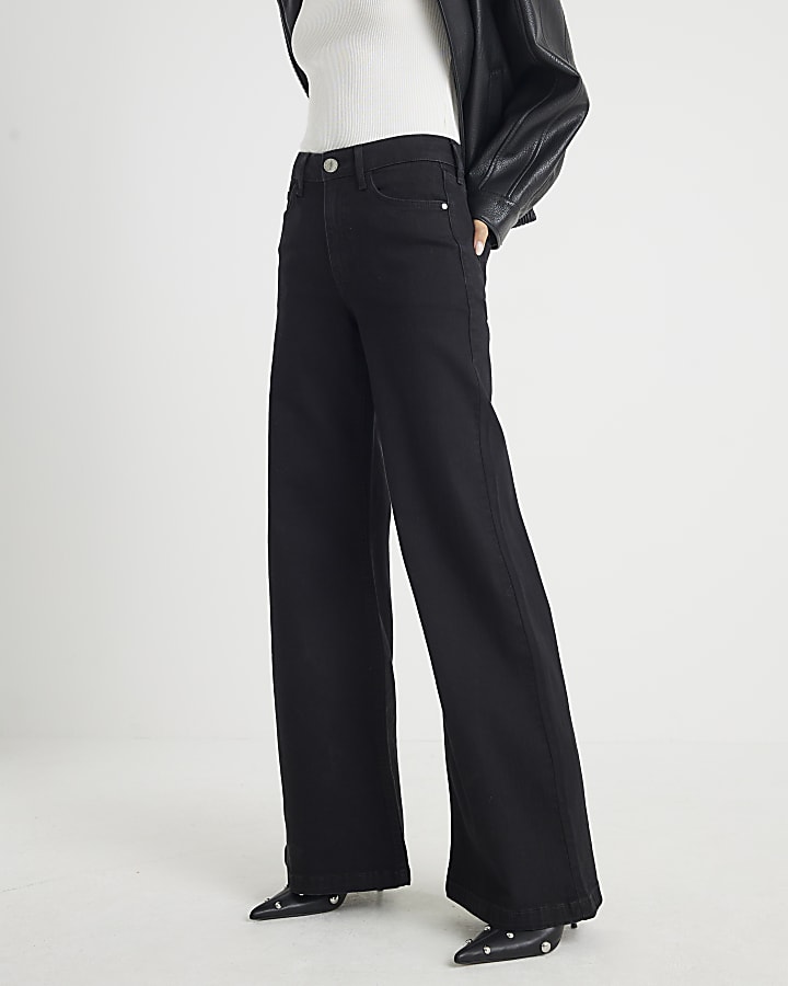 Black High Rise Palazzo Jeans