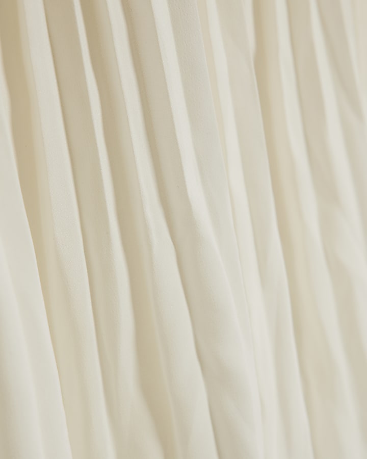 Cream Boucle Hybrid Pleated Mini Dress