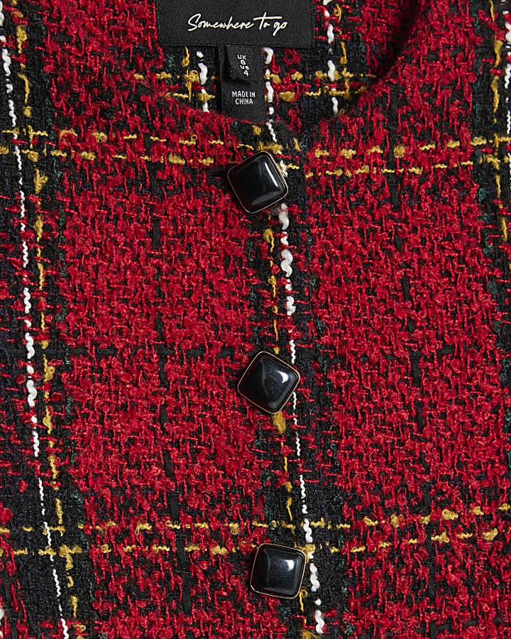 Red Tartan Boucle Jacket