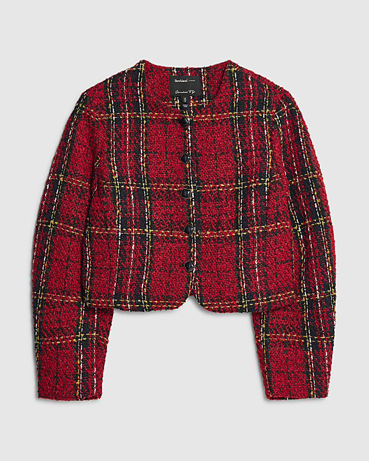 Red Tartan Boucle Jacket