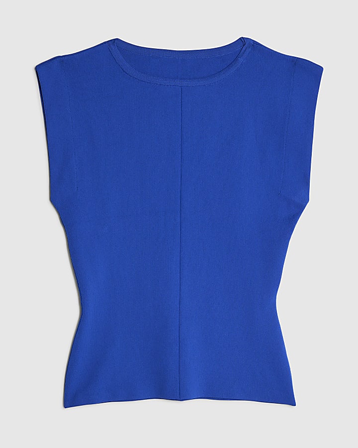 Blue Structured Shoulder Top