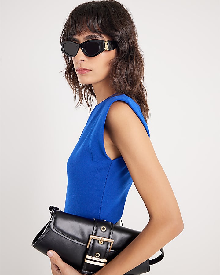 Blue Structured Shoulder Top