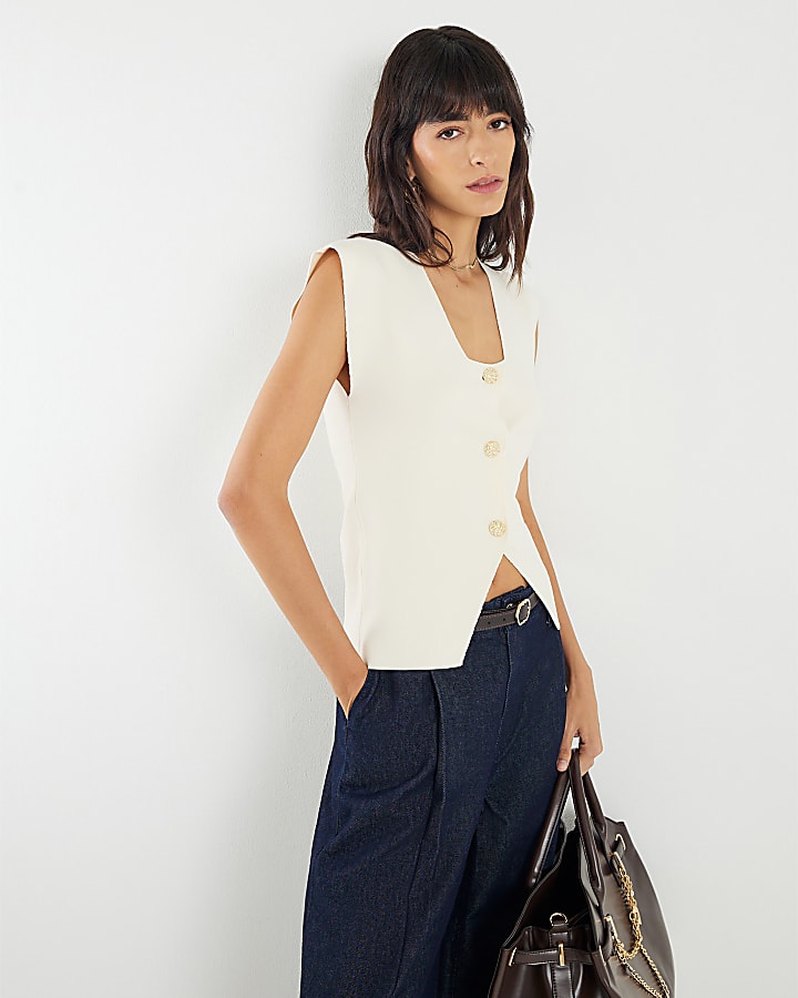 Cream Knitted waistcoat