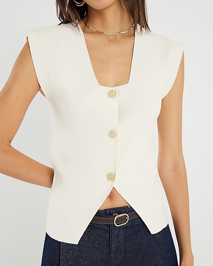 Cream Knitted waistcoat