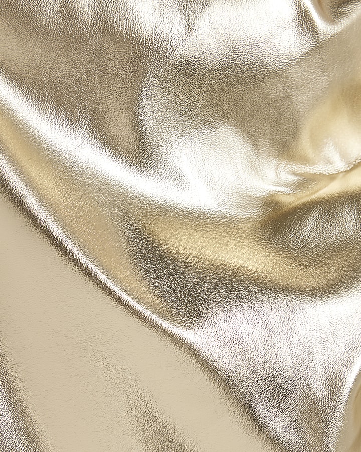 Gold Ruched Side Mini Skirt