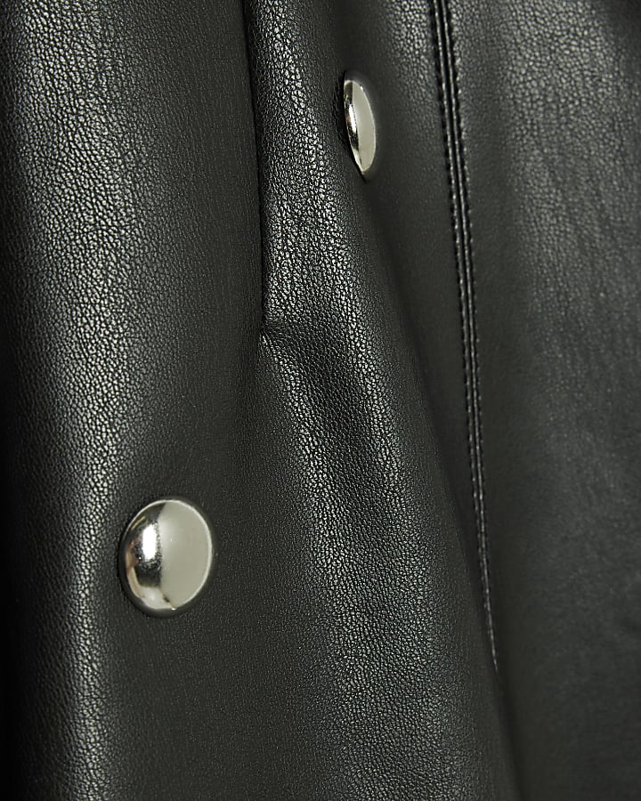 Black Faux Leather Studded Mini Skirt