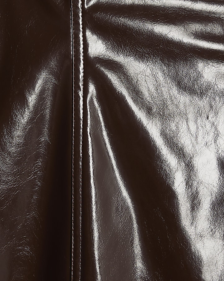 Red Vinyl Corset Midi Dress