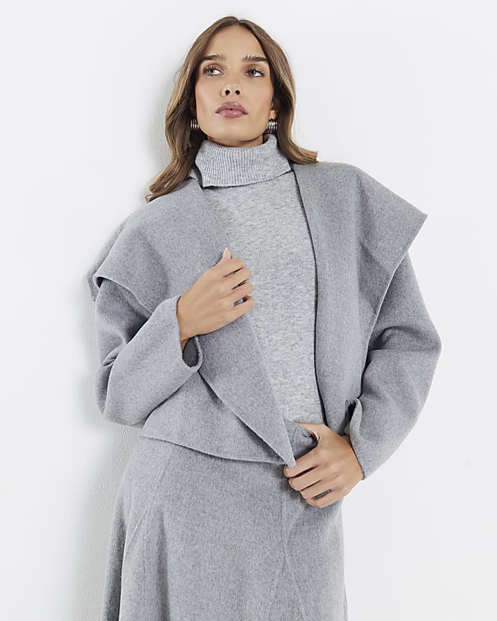 Grey Handmade Short Waterfall Jacket