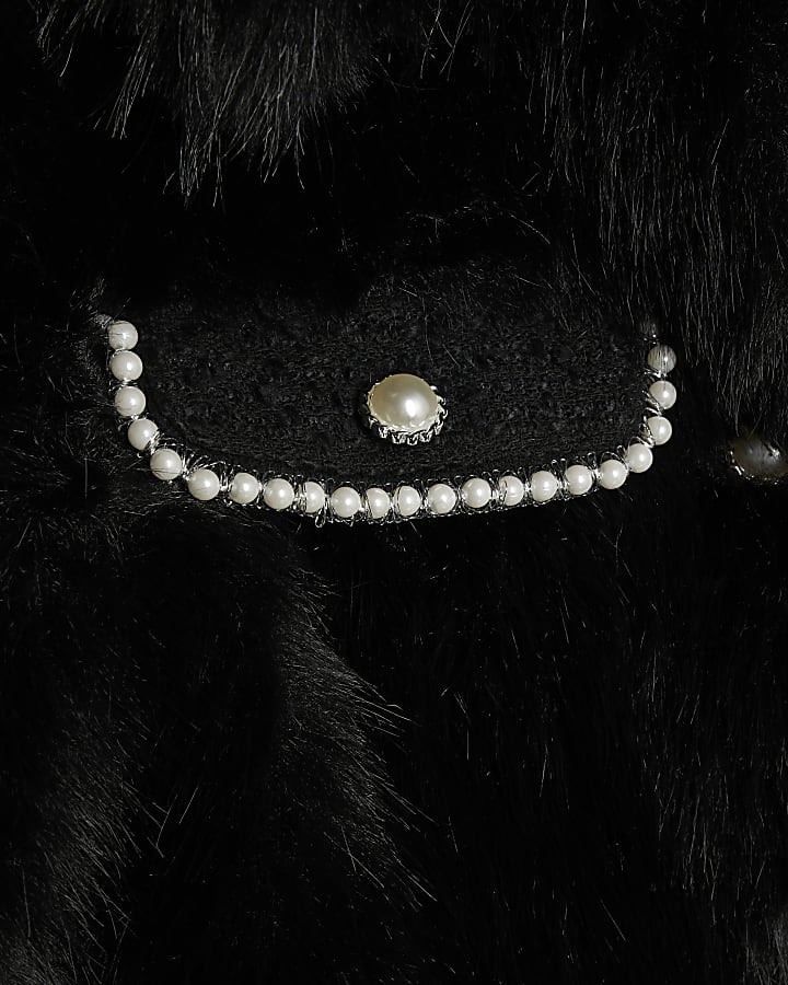 Black Faux Fur Boucle Trophy Jacket