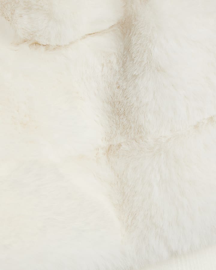 Cream Faux Fur Trim Bardot Jumper
