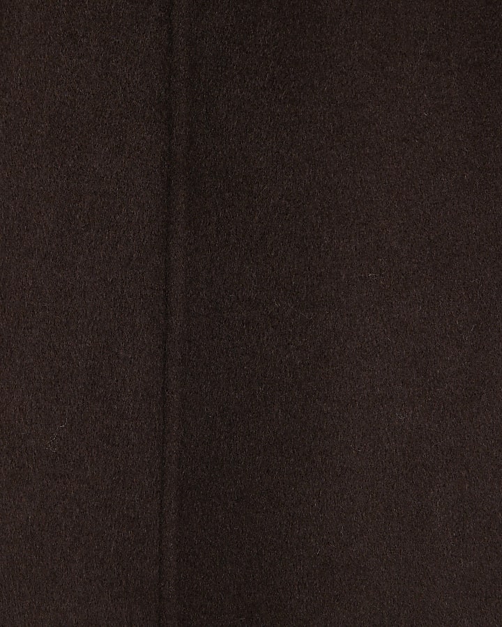 Brown Wool Blend Handmade Pencil Midi Skirt