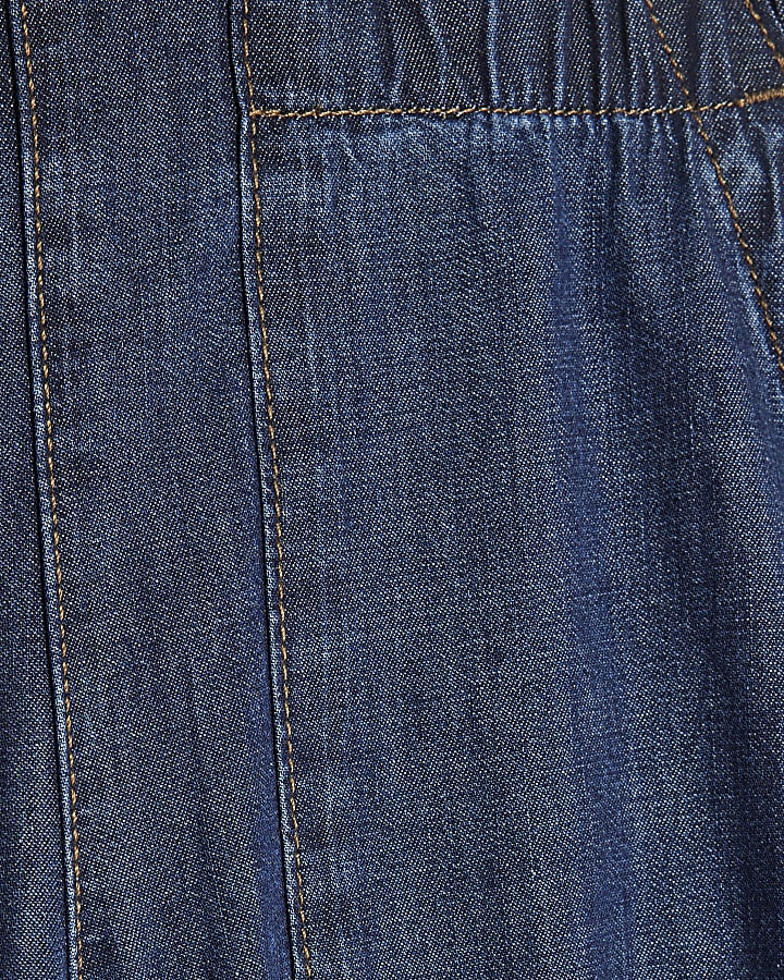 Blue Pull On Wide Leg Jeans