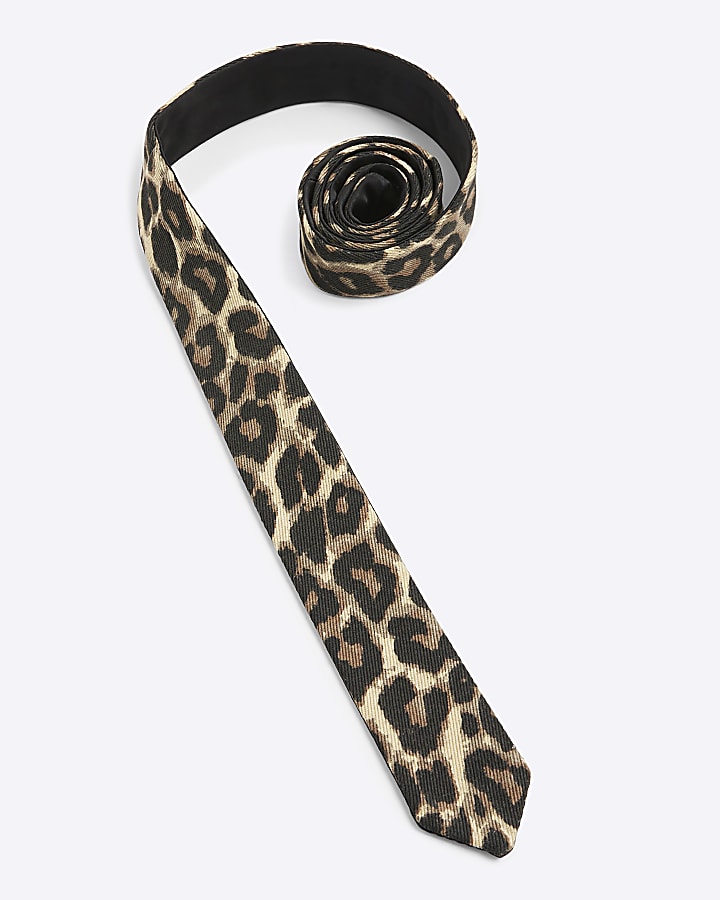 Beige Leopard Print Tie