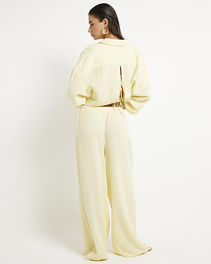 Yellow Embellished Beach Trousers
