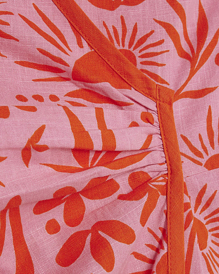 Pink Floral Print Sleeveless Playsuit