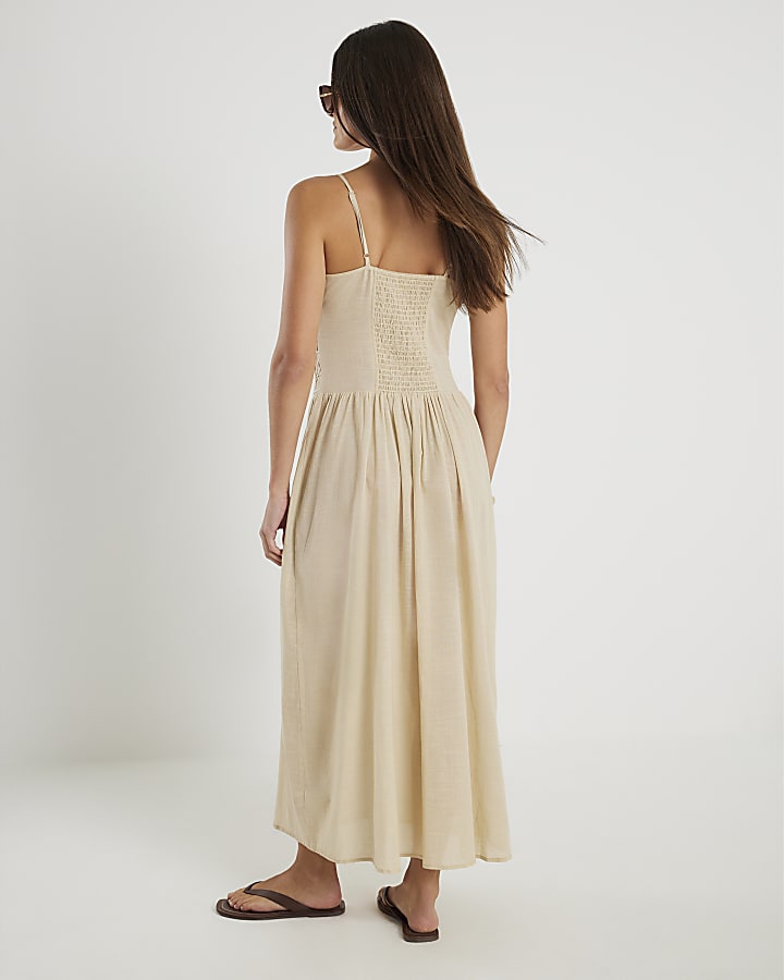 Beige Sleeveless Cornelli Maxi Beach Dress