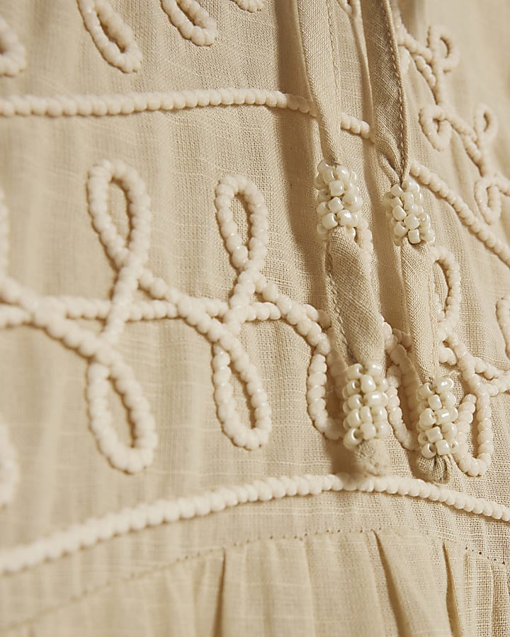 Beige Sleeveless Cornelli Maxi Beach Dress