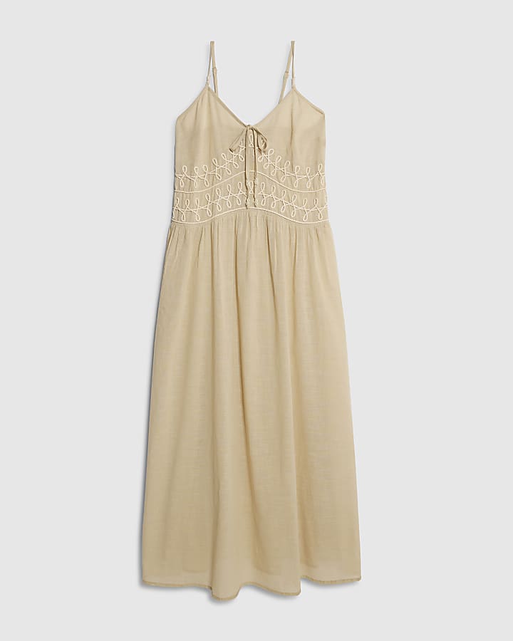 Beige Sleeveless Cornelli Maxi Beach Dress