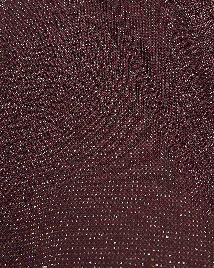 Red High Neck Lurex T-shirt