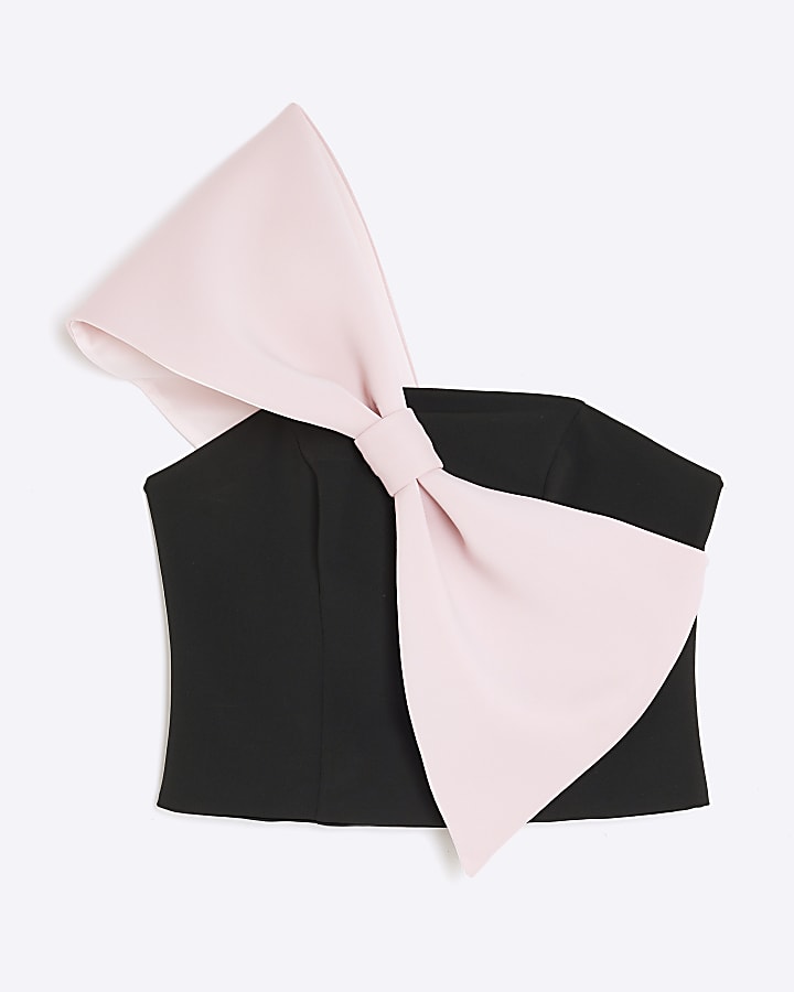 Black Sleeveless Bow Top
