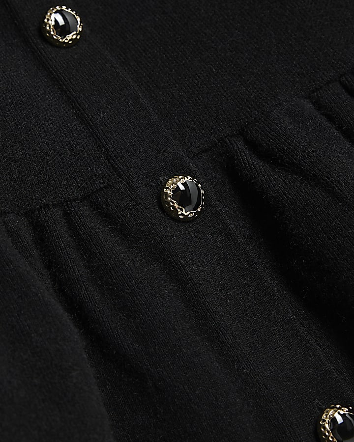 Black Knitted Bardot Peplum Top