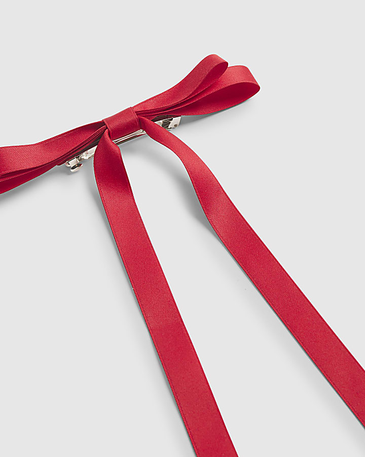 Red Bow Ribbon Hair Clip