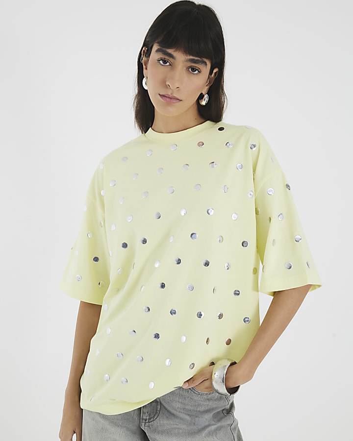 Lime Short Sleeve Studded T-shirt