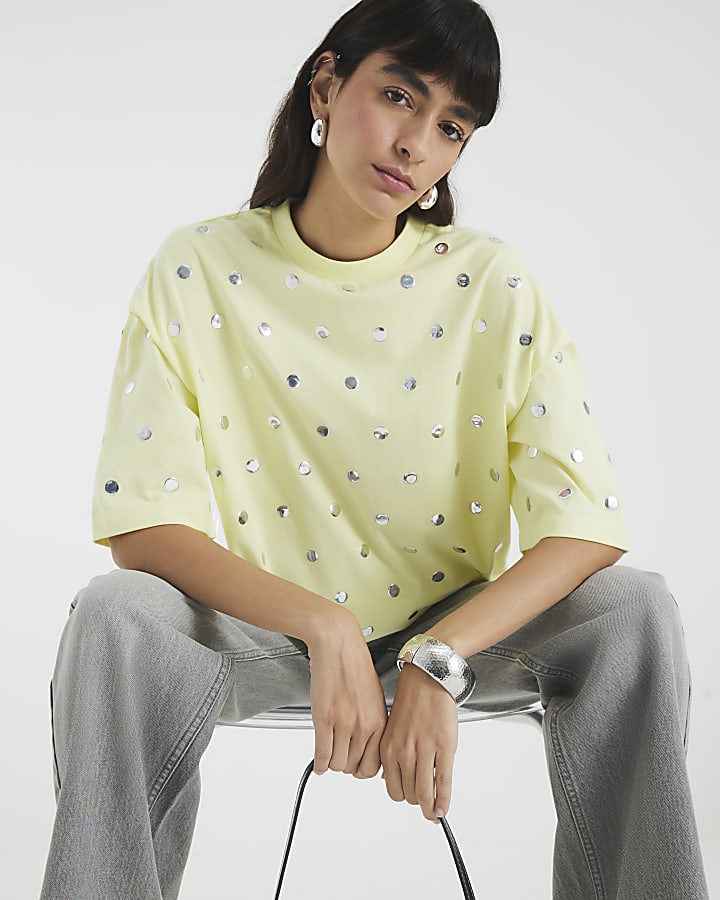 Lime Short Sleeve Studded T-shirt