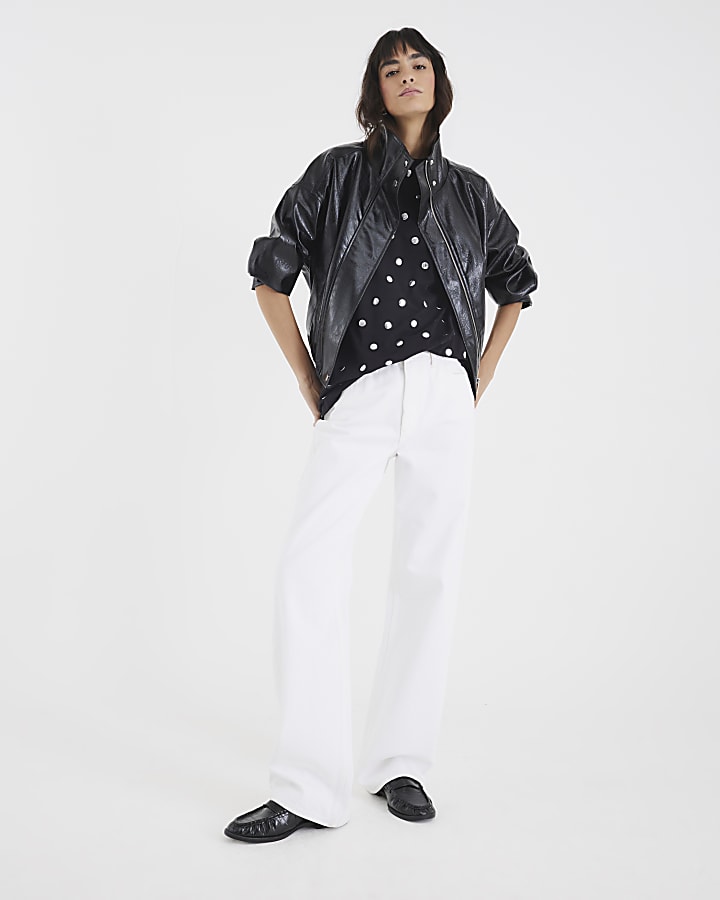 Black Short Sleeve Studded T-shirt