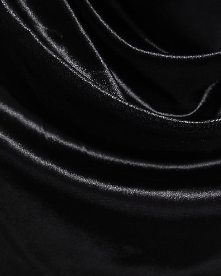 Black Velvet Long Sleeve Cowl Neck Bodysuit