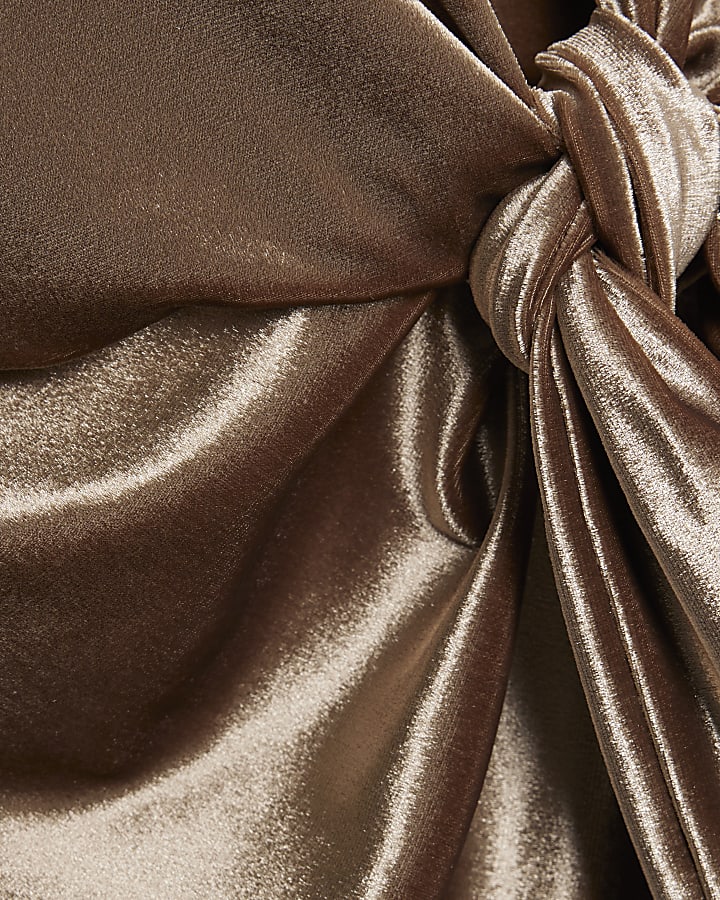 Brown Velvet Tie Side Top