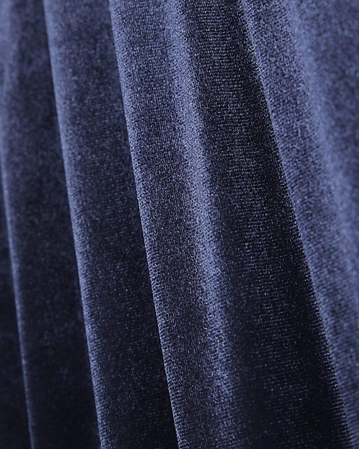Navy Velvet Wide Leg Joggers