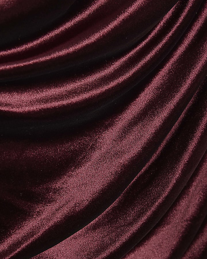 Purple Velvet Drape Midi Dress