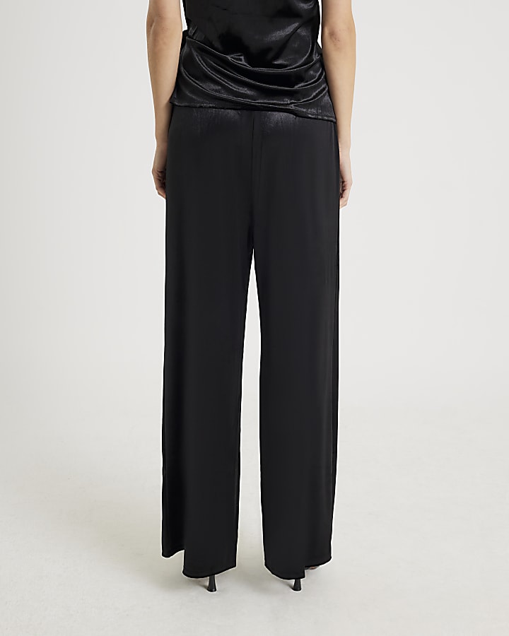 Black Velvet Wide Leg Jogger