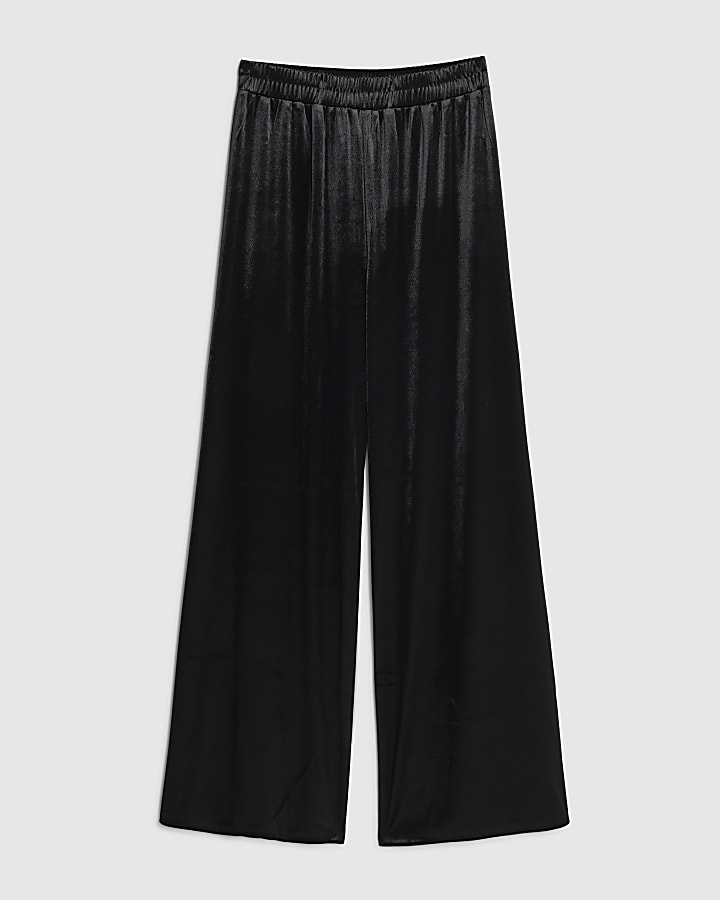 Black Velvet Wide Leg Jogger