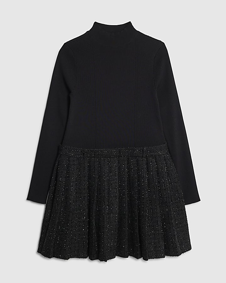 Black Boucle Hybrid Dress