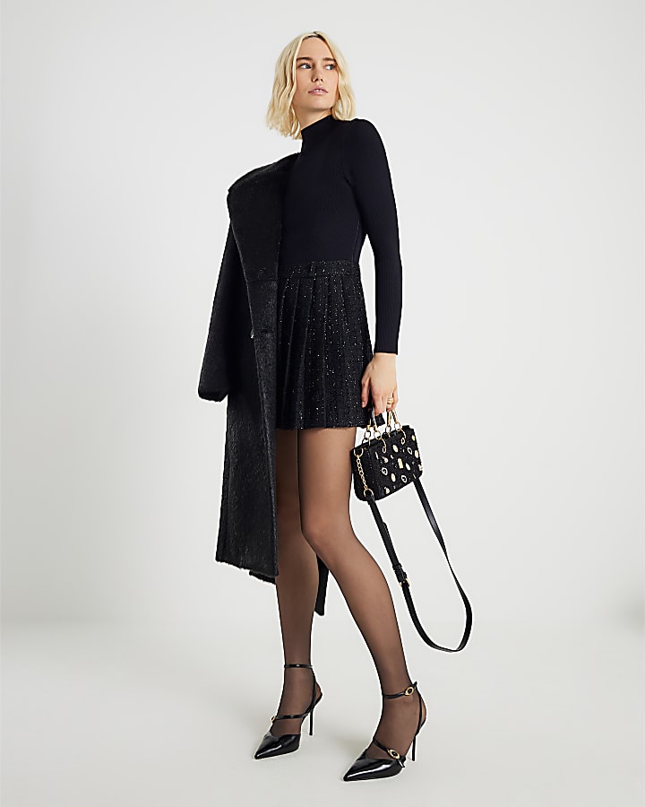 Black Boucle Hybrid Dress