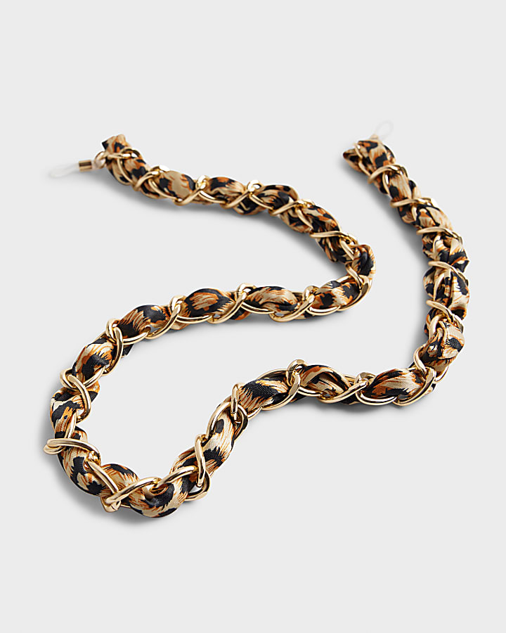 Beige Leopard Sunglasses Chain